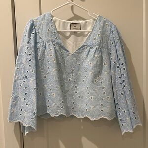 Tuckernuck Sky Blue Eyelet Blouse